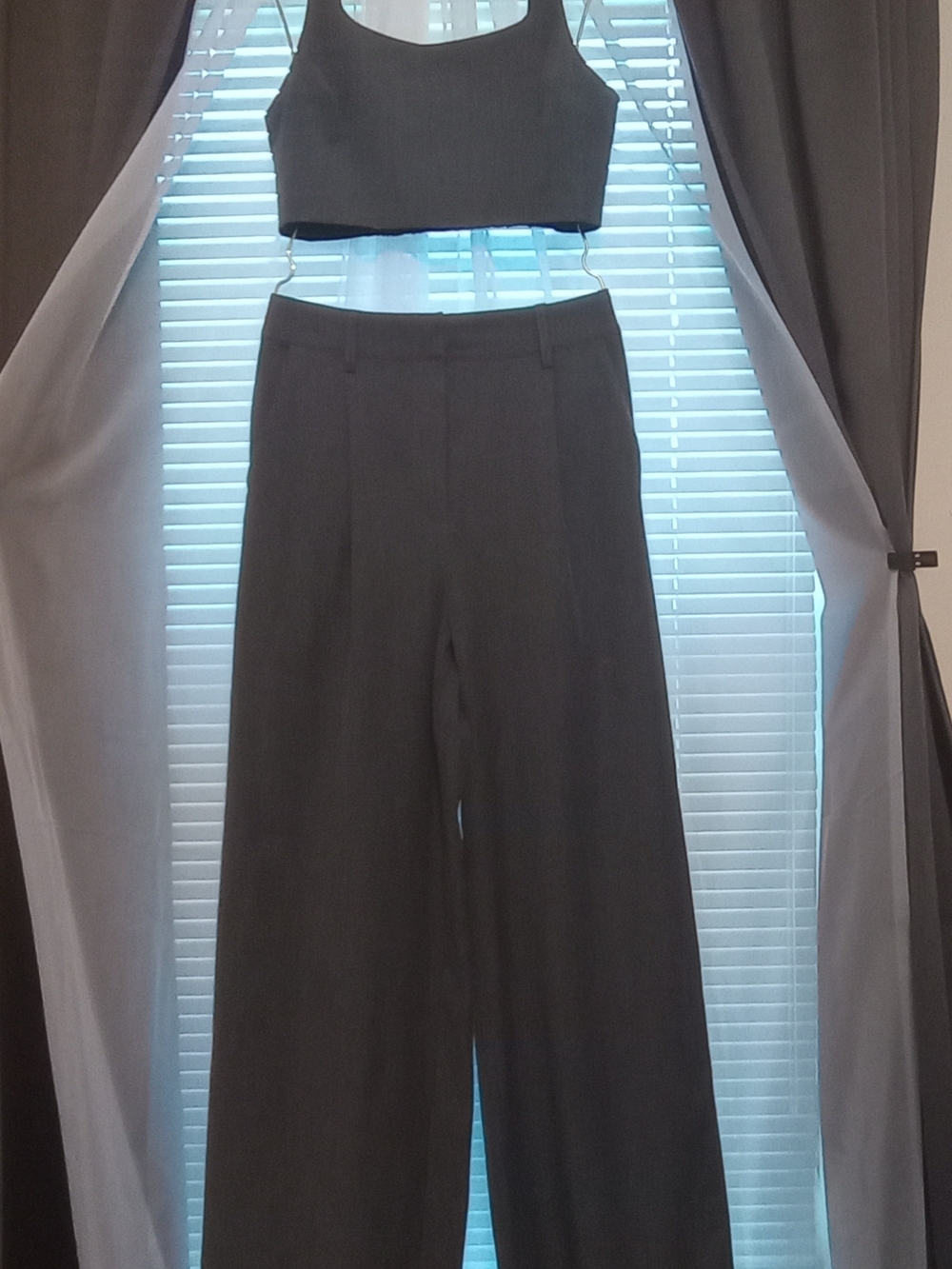 House of Harlow 1960 Wide Leg Trousers and Vest Set - Charcoal